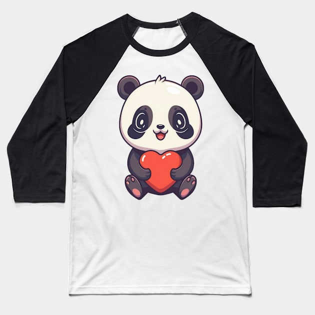 Loving cute anime panda Baseball T-Shirt by culturageek